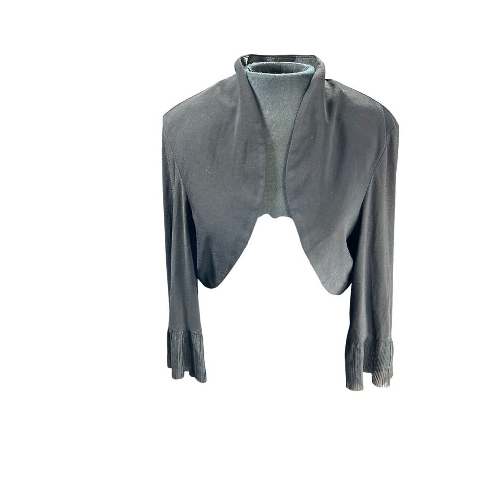 S.L. Fashions Womens Black Shrug Bolero Jacket With Fringe Sleeves Size 16